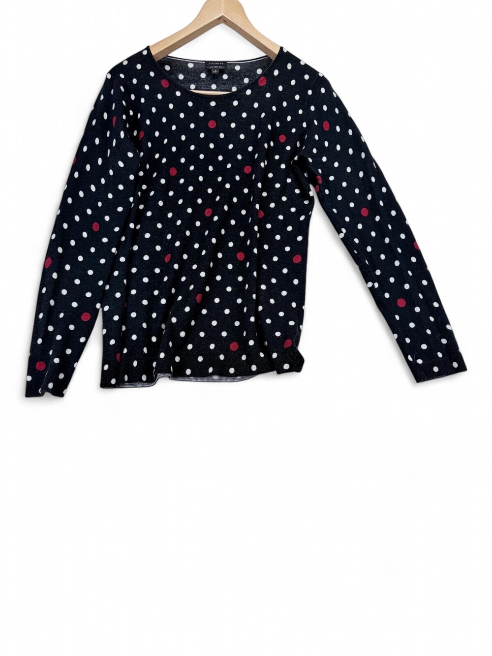 Talbots Merino Wool Polka Dot Long Sleeve Top S